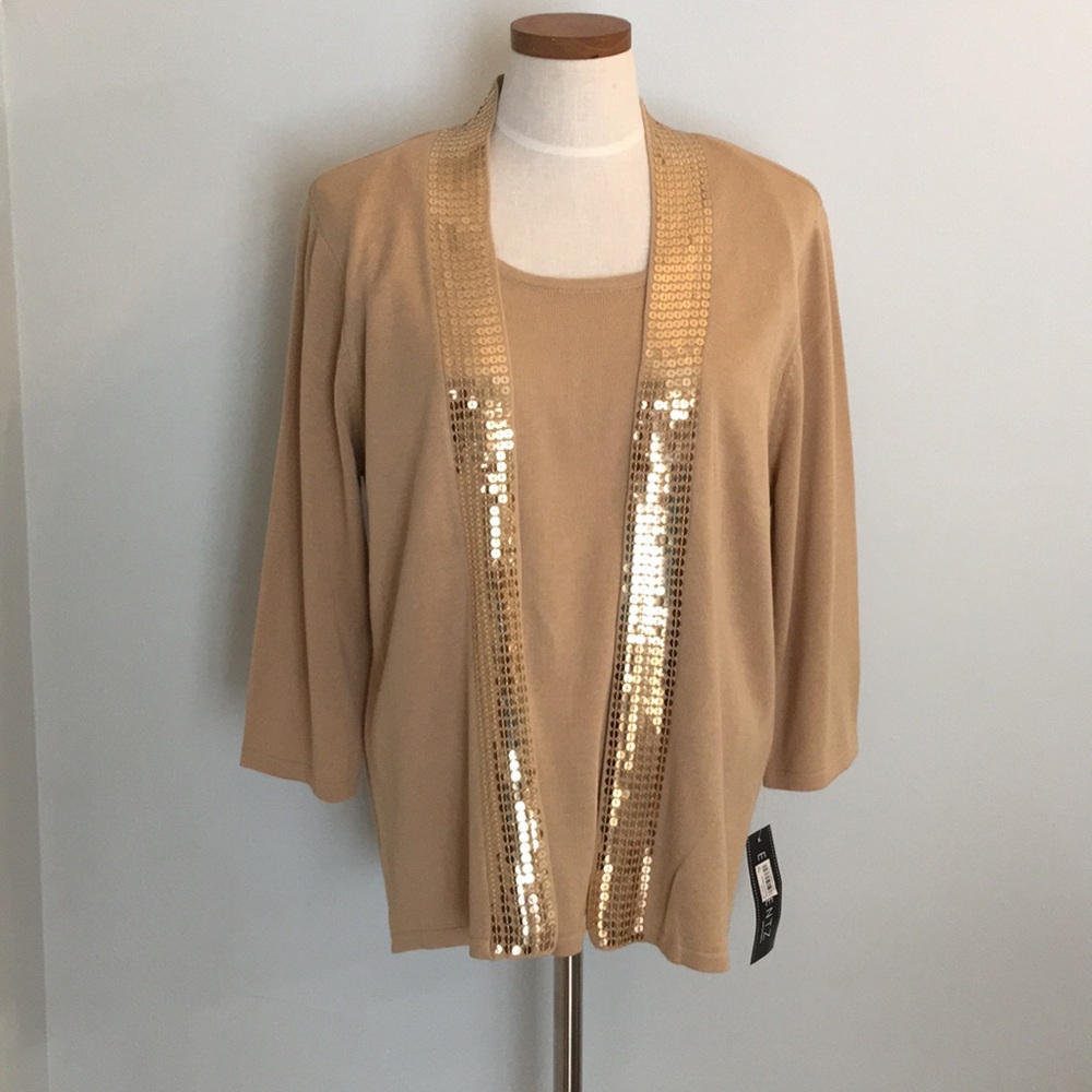 NWT Elementz Plus 2X Womens Sweater Brown Twinset